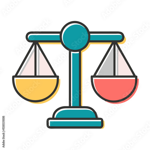 Colorful scales of justice representing fairness and balance.