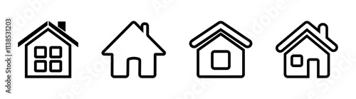Simple house symbols. Web home icon set for websites and apps. Home page icon.