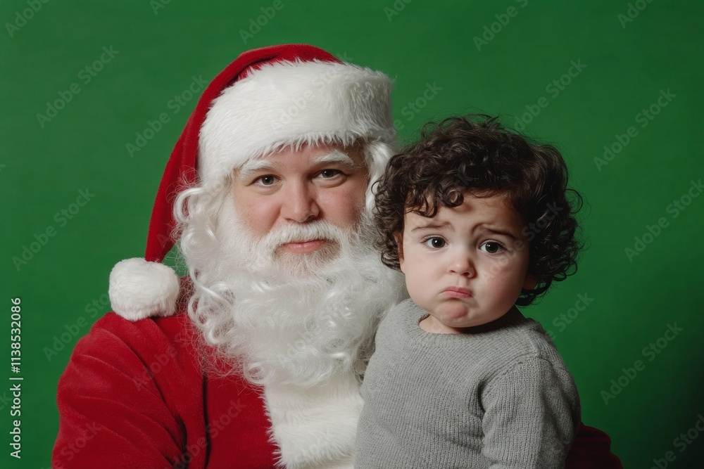 Jolly acation season, lovely toddler boy! copy space. Isolated white toddler boy in santa’s chair on green background. Santa claus red and green. Green santa claus picture. Santa with child. Jolly acation season, lovely toddler boy! copy space. Isolated white toddler boy in santa’s chair on green background. Santa claus red and green. Green santa claus picture. Santa with child.
