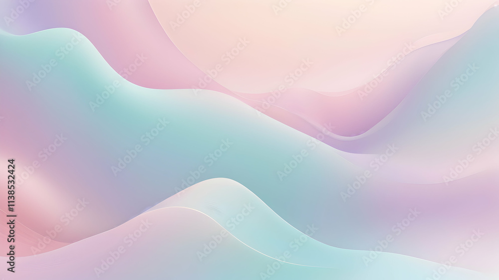 Abstract pastel-colored wavy background. Soft, smooth gradient curves create a dreamy, ethereal landscape. Ideal for design projects needing a calming, soothing aesthetic. Abstract pastel-colored wavy background. Soft, smooth gradient curves create a dreamy, ethereal landscape. Ideal for design projects needing a calming, soothing aesthetic.