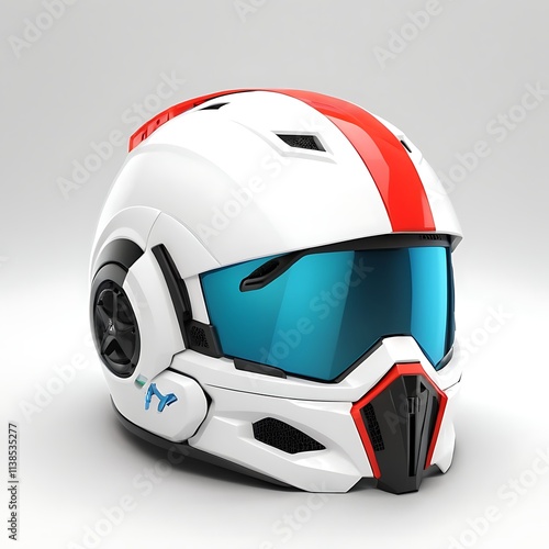 3D gaming helmet on a Full white background