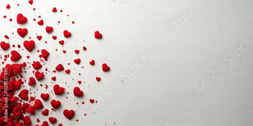 Heart decorations and gift box create a romantic atmosphere for celebrations or special occasions