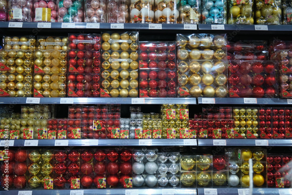 A variety of New Year's toys in the store A variety of New Year's toys in the store