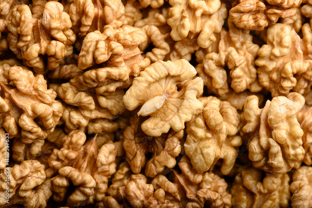 Heap of walnut kernels close up. Food photography Heap of walnut kernels close up. Food photography