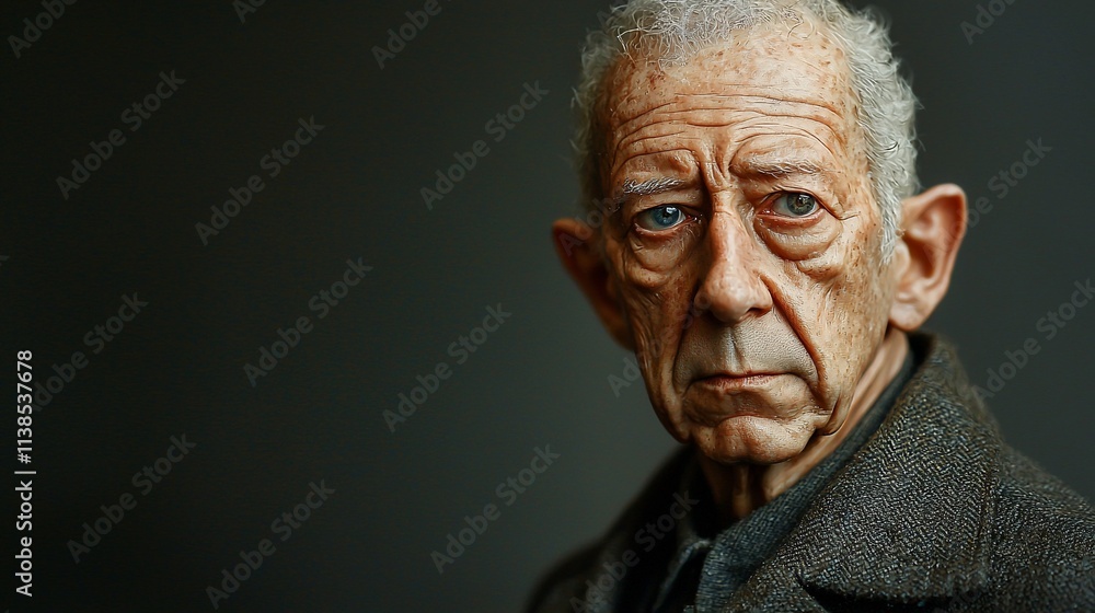 Portrait of a pensive elderly man with gray hair and blue eyes. Portrait of a pensive elderly man with gray hair and blue eyes.
