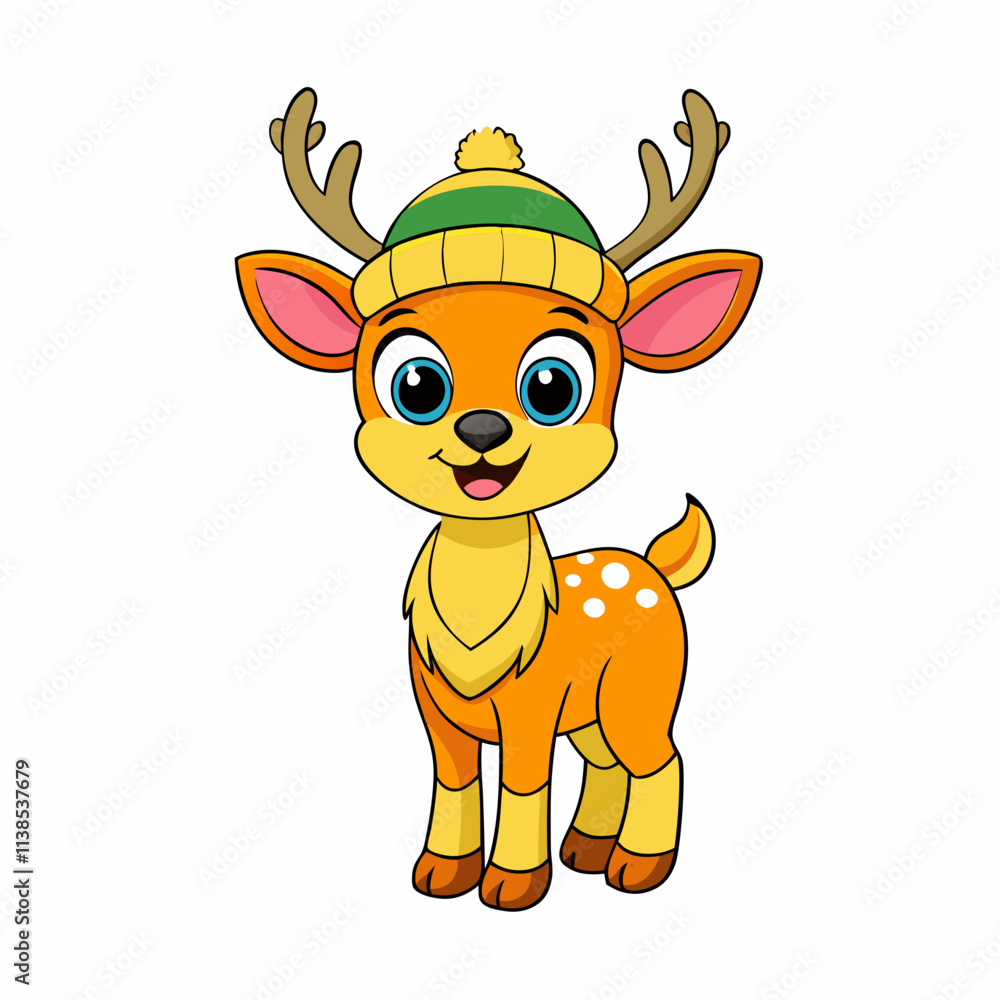 Obraz premium A cute cartoon deer with big eyes
