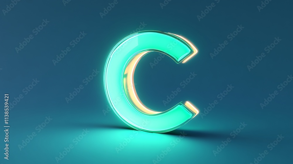 A glowing 3D letter A glowing 3D letter