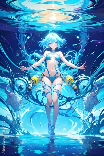 Anime Girl on magical water