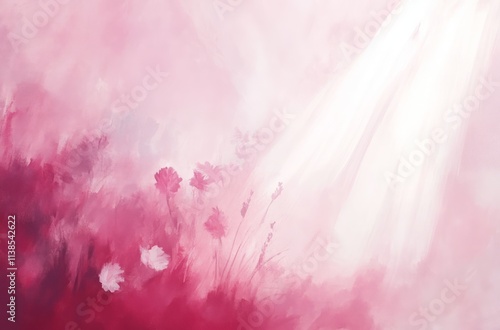 Abstract Pink Floral Painti...