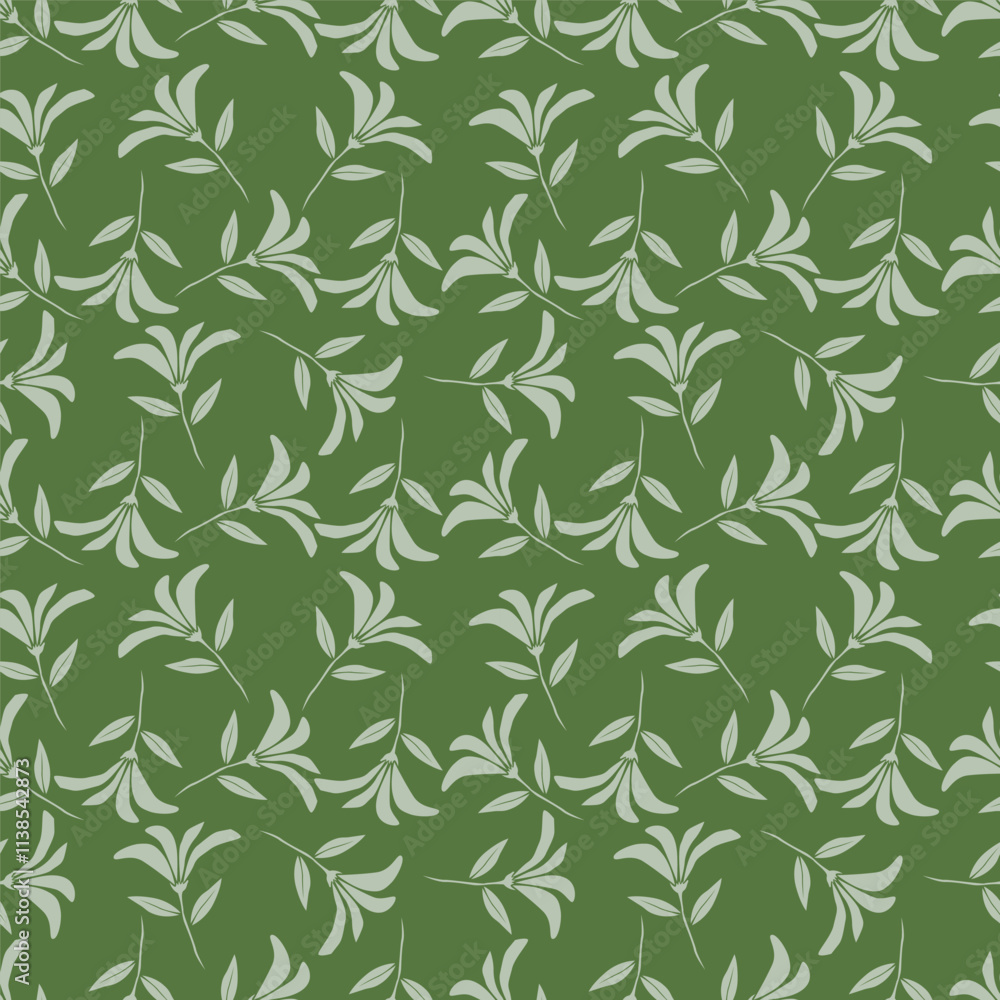 Naklejka premium Flower garden wallpaper design vector prepared for textile printing. Seamless floral pattern with abstract hand drawn flower and leaf background elements in purple