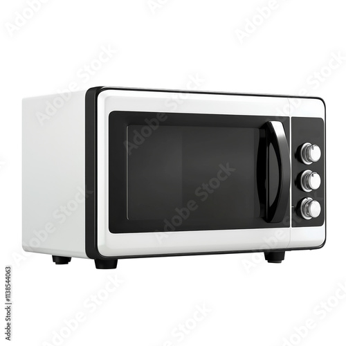 Modern Microwave Oven with Sleek Stainless Steel Design and Black Glass Door, Kitchen Appliance on Transparent Background