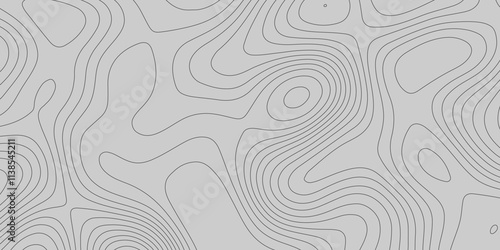 Grey wave paper curved reliefs abstract topography background, topography line map vintage outdoors style contour line mountain relief geographic abstract grid terrain cartography map.