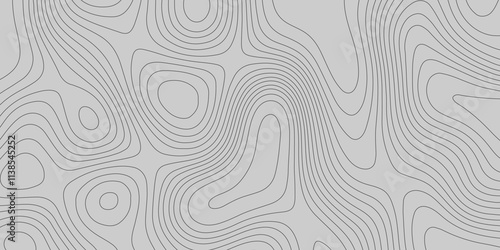 Grey wave paper curved reliefs abstract topography background, topography line map vintage outdoors style contour line mountain relief geographic abstract grid terrain cartography map.