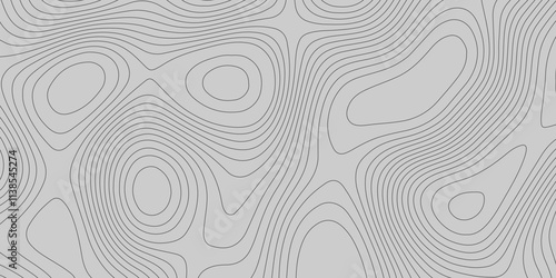 Grey wave paper curved reliefs abstract topography background, topography line map vintage outdoors style contour line mountain relief geographic abstract grid terrain cartography map.