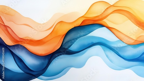 Trade winds metaphor, currency flowing, abstract watercolor currents photo