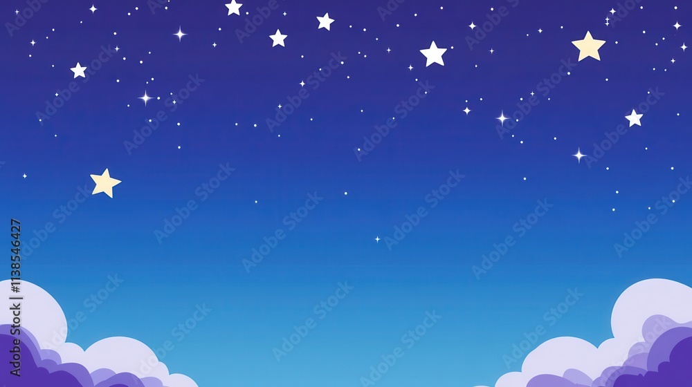Beautiful Night Sky with Stars and Clouds in a Gradient Blue Background Beautiful Night Sky with Stars and Clouds in a Gradient Blue Background