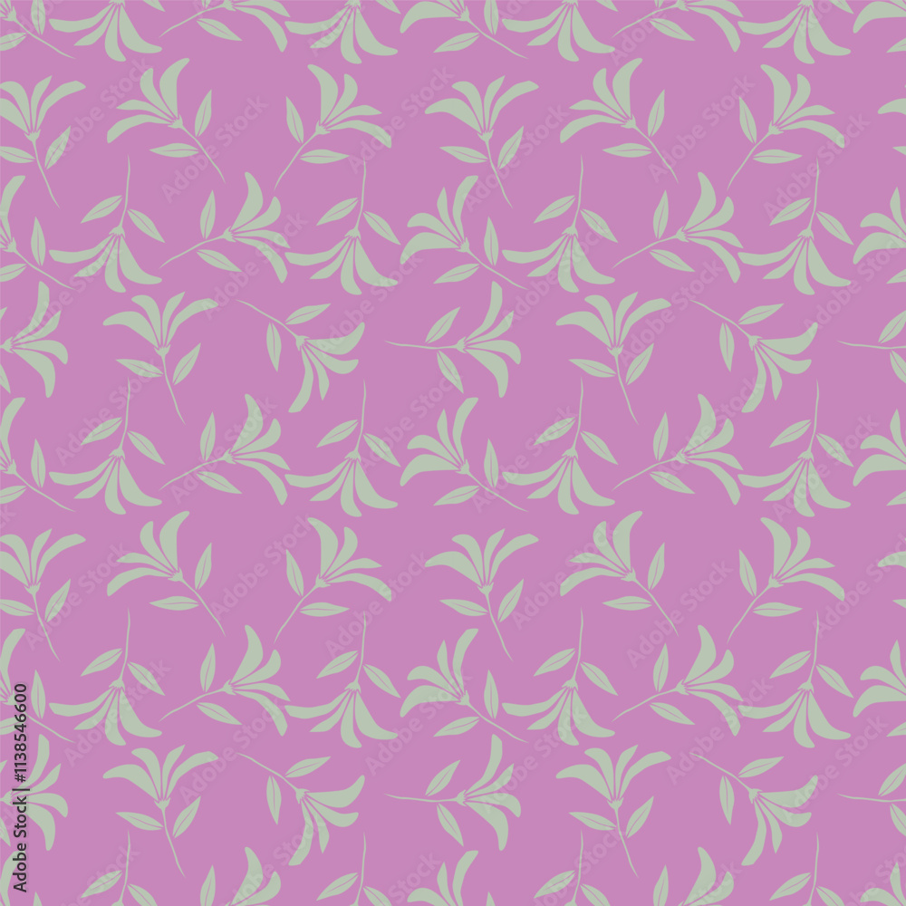 Obraz premium Flower garden wallpaper design vector prepared for textile printing. Seamless floral pattern with abstract hand drawn flower and leaf background elements in purple