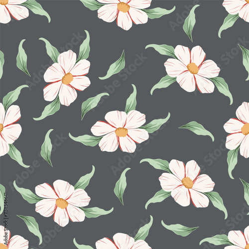 Wallpaper Mural Flower garden wallpaper design vector prepared for textile printing. Seamless floral pattern with abstract hand drawn flower and leaf background elements in purple Torontodigital.ca