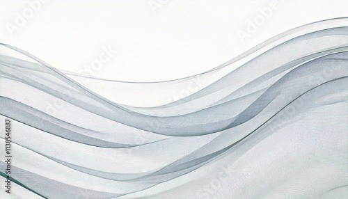 Sheer light gray fabric with texture on white background voile chiffon organza tulle textile backdrop textured empty blank clean surface pattern semitransparent transparent bluish grayish greyish grey