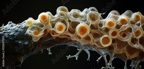 High-resolution image of cellular structures in a plant root tip showing meristematic cells photo