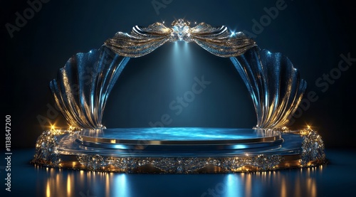 Elegant Blue Gold Stage wit...