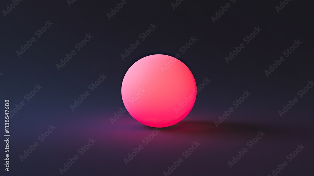 A ping pong ball illuminated with subtle neon light, floating on a dark grey background for a moody tone. A ping pong ball illuminated with subtle neon light, floating on a dark grey background for a moody tone.