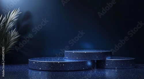 Dark Blue Glittering Displa...