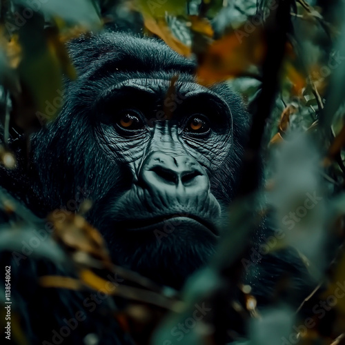 Gorilla Holding a Hot Cup, High-Focus Illustration photo