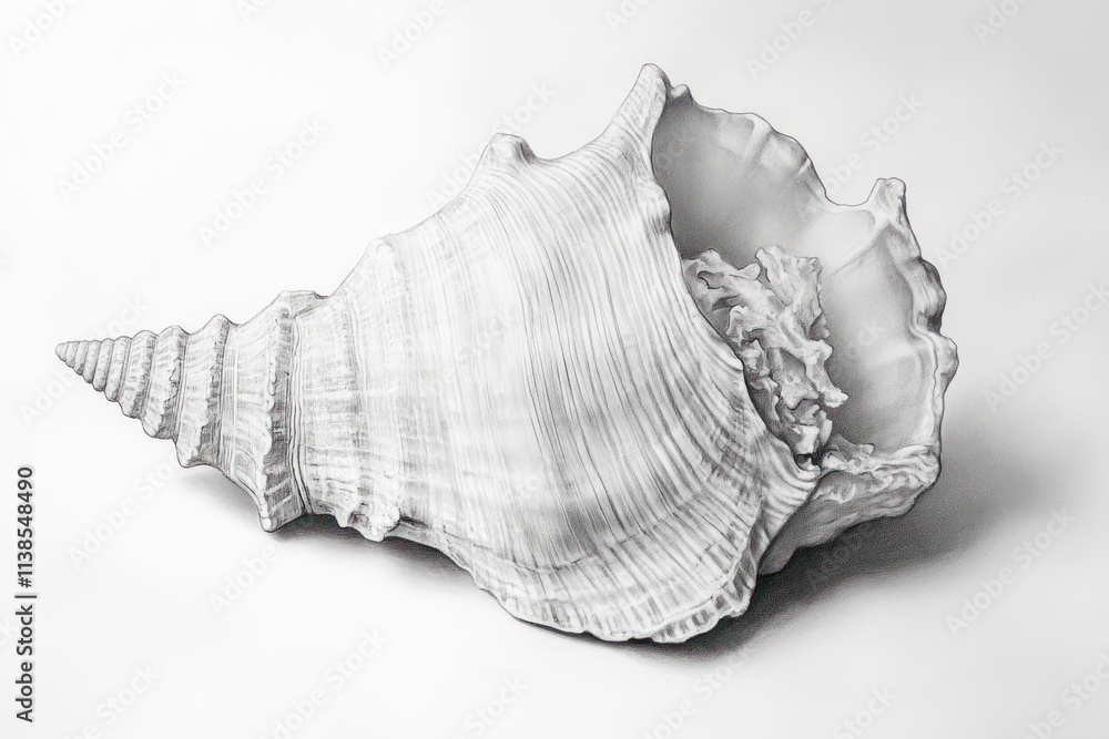 Single large white seashell isolated on white background. Single large white seashell isolated on white background.