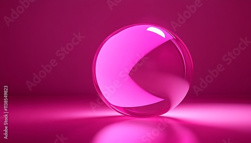 A neon pink 3D logo mockup, with smooth surfaces reflecting ambient light, creating a futuristic look.