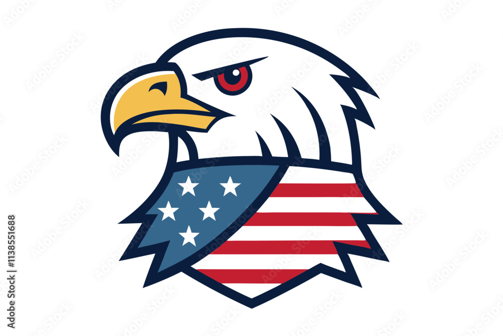 Obraz premium 4th of July Patriotic Eagle with USA Flag Vector Illustration