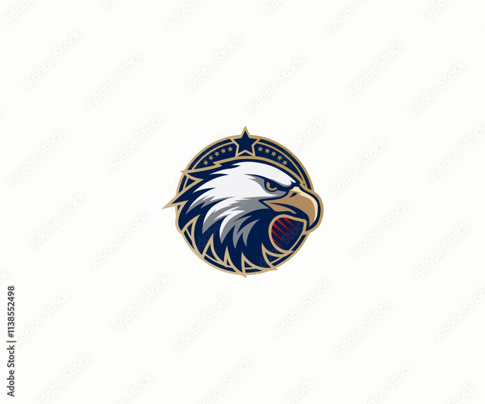 Vector graphic Illustration of eagle head with american flag, icon logo design template