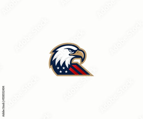 Obraz na płótnie Vector graphic Illustration of eagle head with american flag, icon logo design template w salonie