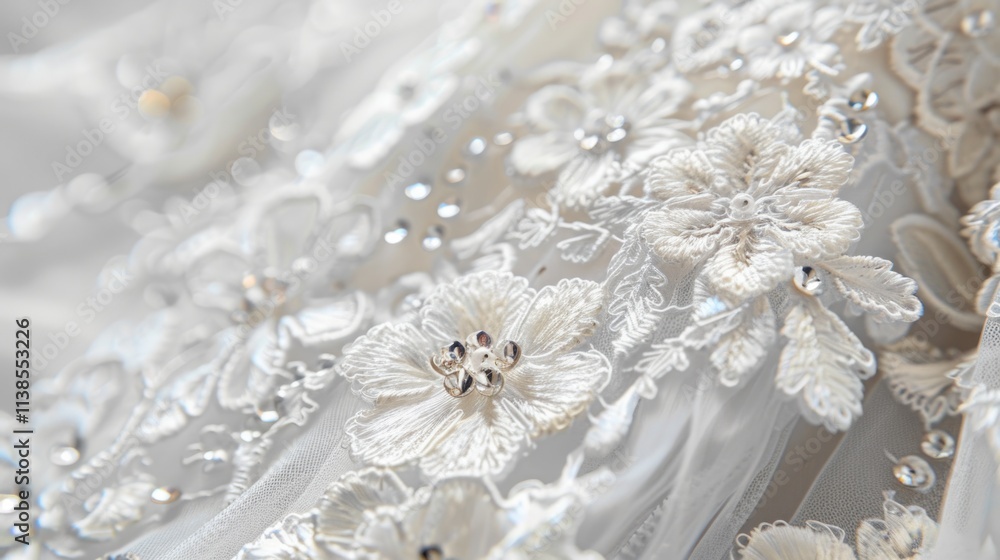 Wedding Crystals. Handmade Dress with Floral Embroidery and Lace Detail Wedding Crystals. Handmade Dress with Floral Embroidery and Lace Detail