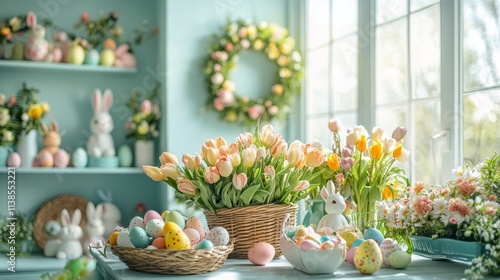 Wallpaper Mural Celebrate springtime with pastel decorations and Easter themes in a bright room Torontodigital.ca