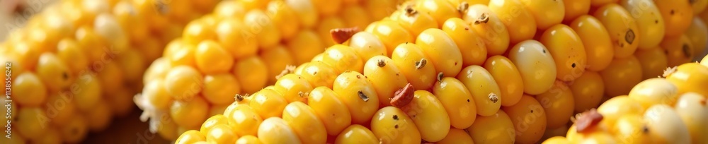 Corn kernels with seeds scattered around them, seeds, farm