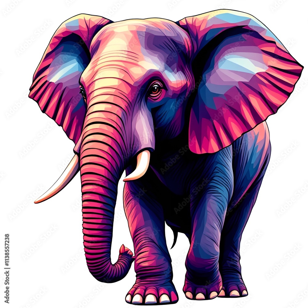 Obraz premium Beautiful elephant Clipart, isolated on a white background, elephant Generative AI.