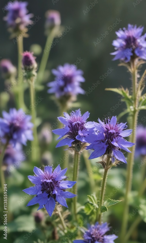 delicate purple flowers blooming in clusters on a borage stem, purple flowers, garden blooms delicate purple flowers blooming in clusters on a borage stem, purple flowers, garden blooms