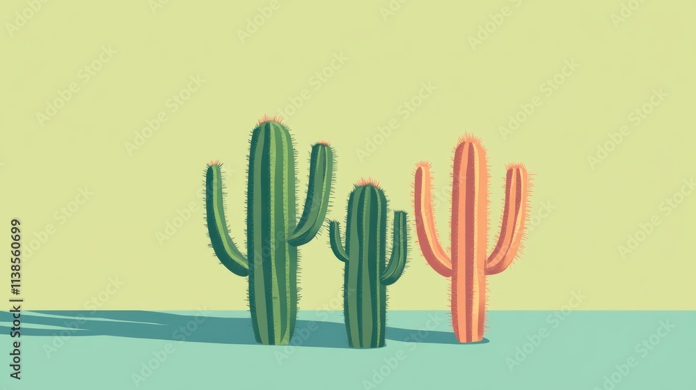 Minimalist Cactus Flora on Soft Sage Background: A Hipster Style Concept for Greenery Aficionados Minimalist Cactus Flora on Soft Sage Background: A Hipster Style Concept for Greenery Aficionados