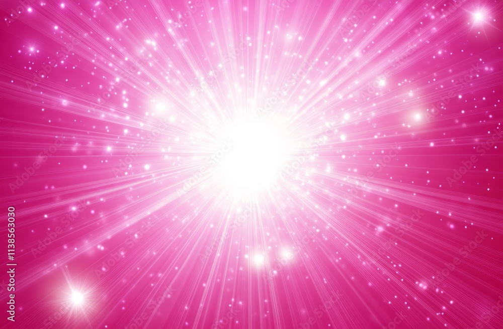 Pink Radiating Light Burst Background With Sparkling Dust Pink Radiating Light Burst Background With Sparkling Dust