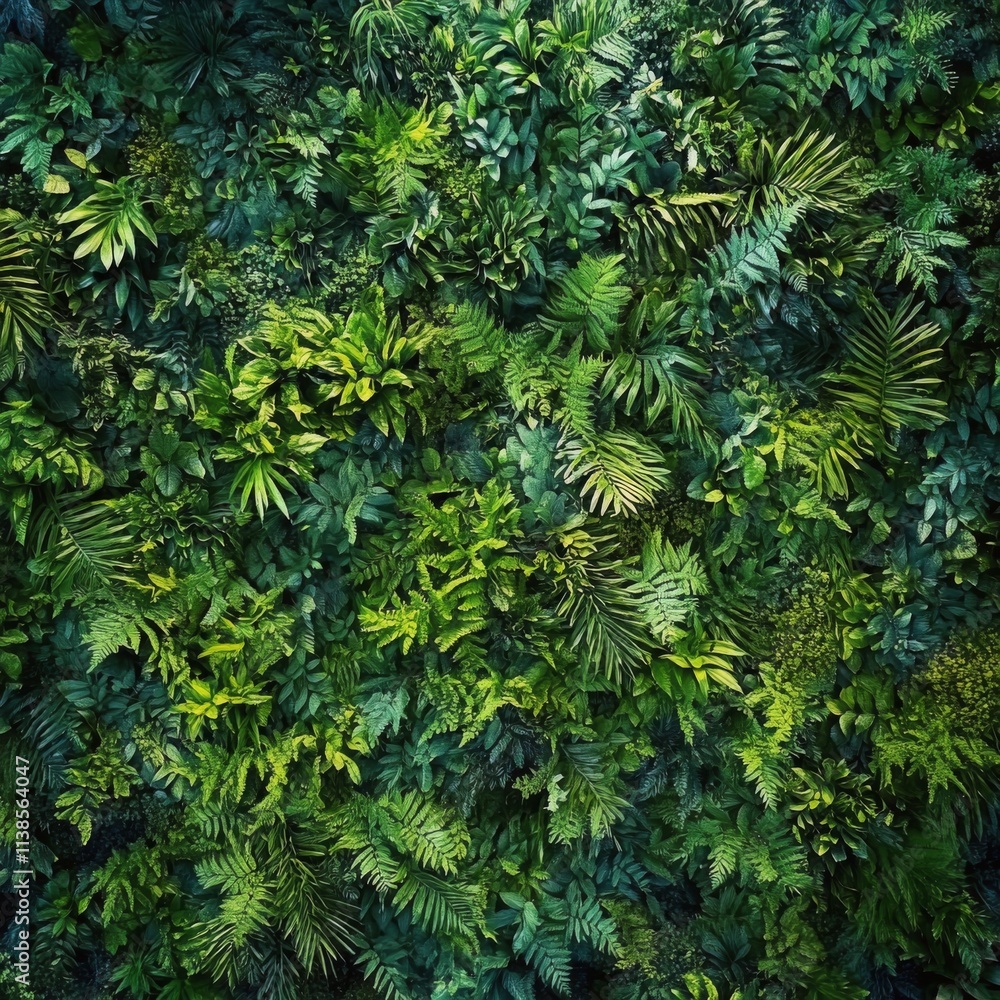 Lush green foliage creating a vibrant natural tapestry in a forested area Lush green foliage creating a vibrant natural tapestry in a forested area