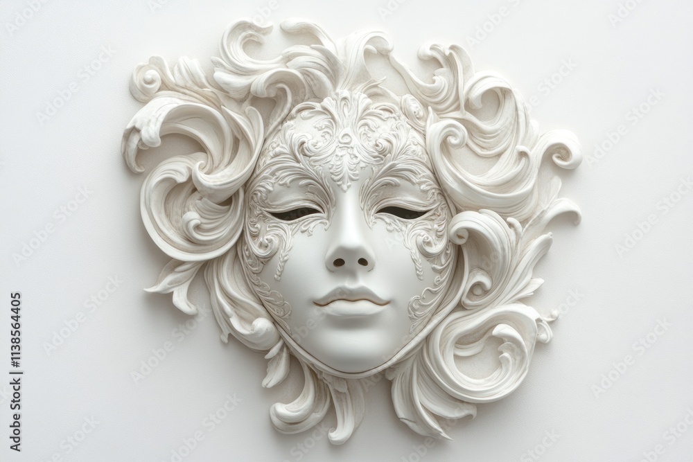 Elegant Venetian Mask Showcasing New Year’s Glam on Pure White Background Elegant Venetian Mask Showcasing New Year’s Glam on Pure White Background