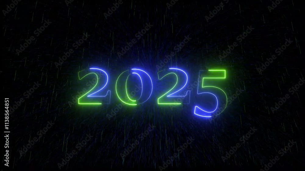 2025 Happy new year 2025 neon animated background greetings happy new year 2025 fireworks neon blue and green text 4k looping. 4k motion graphic 2025 Happy new year 2025 neon animated background greetings happy new year 2025 fireworks neon blue and green text 4k looping. 4k motion graphic