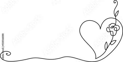 Valentines day card decoration. Heart with flower rose. Concept logo beauty.