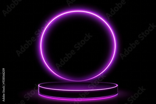 Purple Neon Circle and Plat...
