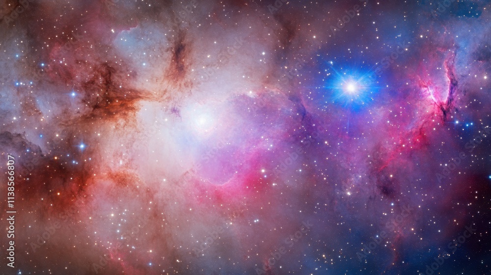 Stunning Cosmic Scene with Colorful Nebula and Bright Stars in Space Stunning Cosmic Scene with Colorful Nebula and Bright Stars in Space