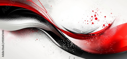 Abstract Red Black White Wa...
