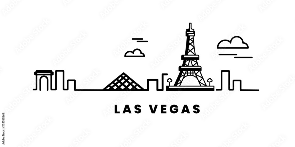 Fototapeta premium Las Vegas skyline cityscape silhouettes vector illustration 