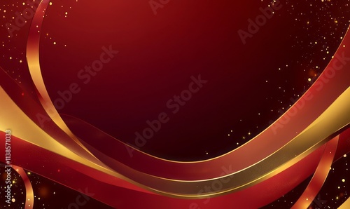 Red and Gold Abstract Wavy ...