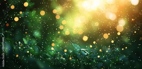 Colorful bokeh lights create a magical, festive atmosphere in a blurred background